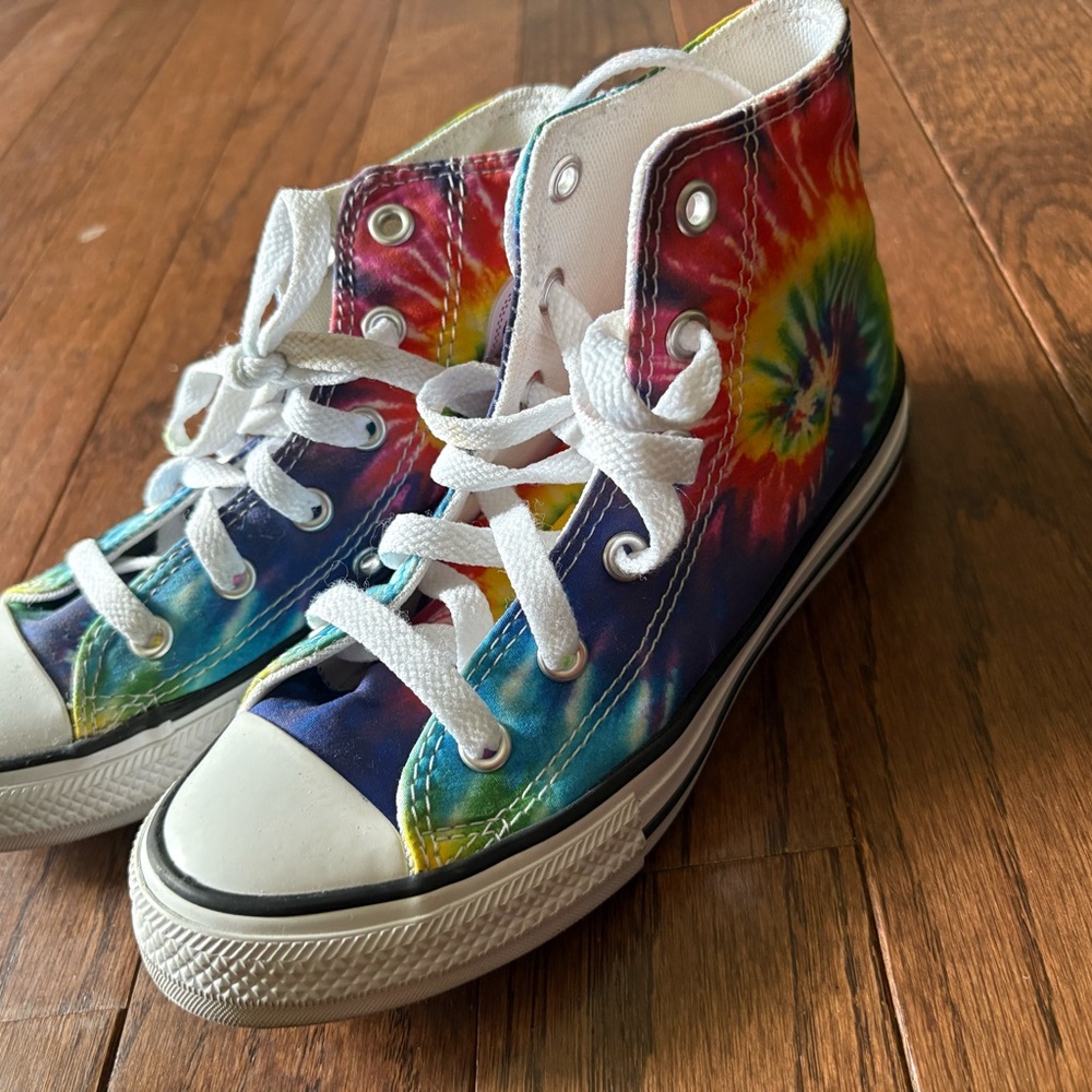 Colorful Tie-Dye High-Top Kids Shoes
